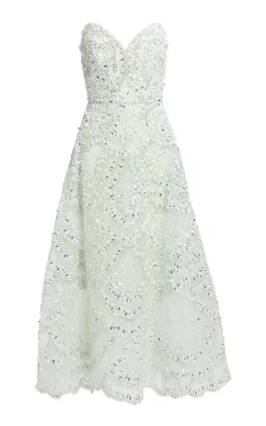 Elie Saab Bead Embroidered Long Dress - Light Blue | Thumbnail 1