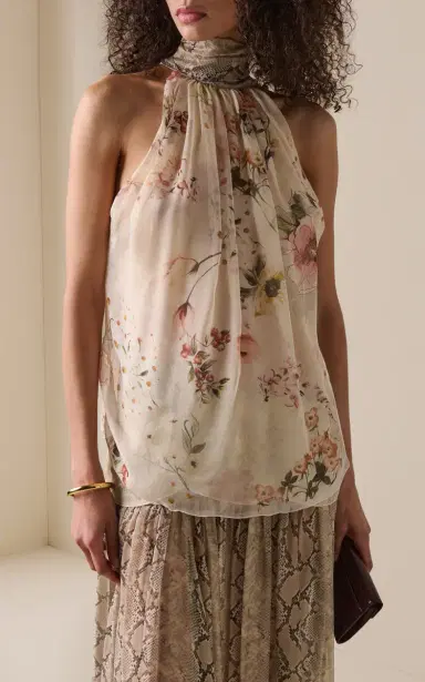 Elie Saab Print Chiffon Top | Thumbnail 3 Elie Saab Print Chiffon Top | Thumbnail 3