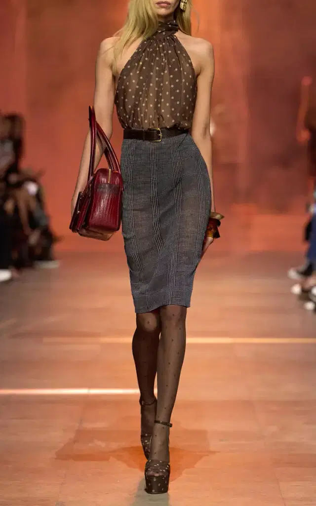 Elie Saab Printed Tulle Midi Skirt