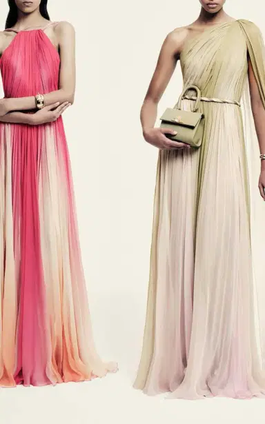 Zuhair Murad Silk Chiffon Ombre One-Shoulder Draped Maxi Dress | Thumbnail 2