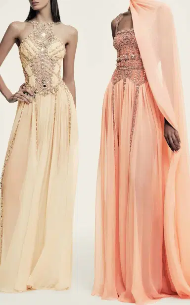 Zuhair Murad Silk Chiffon Beaded Halter Maxi Dress | Thumbnail 2