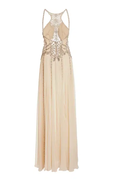 Zuhair Murad Silk Chiffon Beaded Halter Maxi Dress | Thumbnail 3