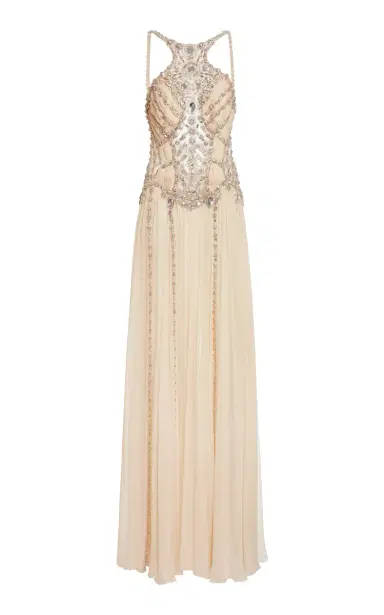 Zuhair Murad Silk Chiffon Beaded Halter Maxi Dress | Thumbnail 1
