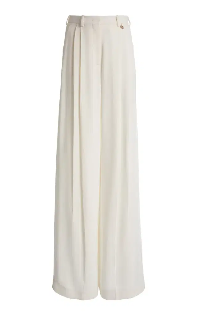 Heavy Silk-Blend Cady Wide Trousers - White