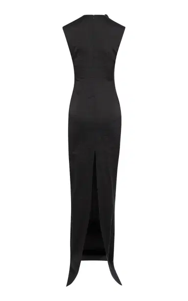 A.W.A.K.E. MODE Ruched Flax-Blend Bib-Front Maxi Dress | Thumbnail 5
