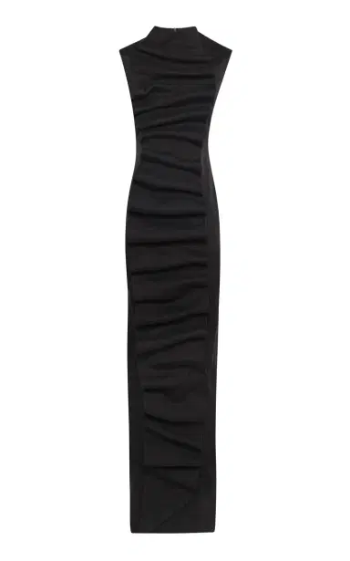 A.W.A.K.E. MODE Ruched Flax-Blend Bib-Front Maxi Dress | Thumbnail 6