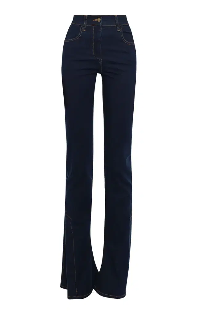 A.W.A.K.E. MODE Cotton-Blend Fitted Stretch Flared Jeans with Ankle Slits