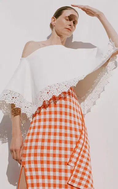 A.W.A.K.E. MODE Cotton-Blend Lace Trim Big Collar Top | Thumbnail 3