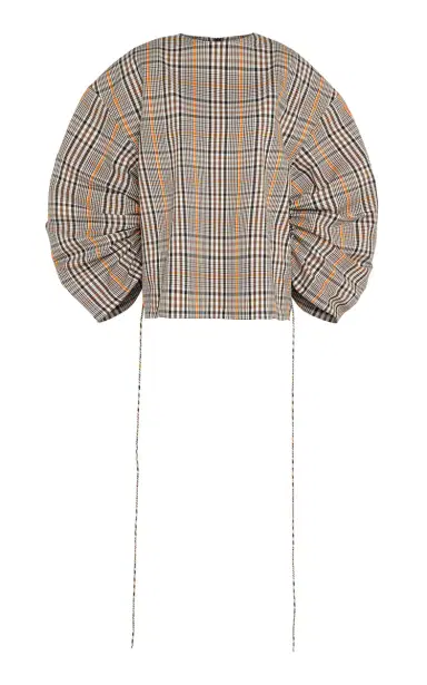A.W.A.K.E. MODE Puff-Sleeve Cotton-Blend Plaid Top | Thumbnail 1 A.W.A.K.E. MODE Puff-Sleeve Cotton-Blend Plaid Top | Thumbnail 1