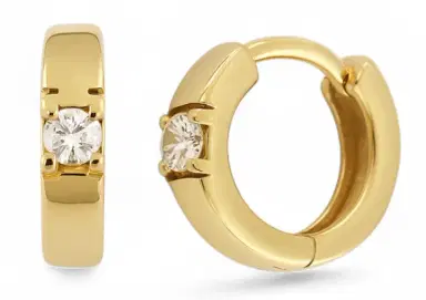 Wish Fine Jewelry 18KY 1.1G Mini Hoops Zirconia | Thumbnail 1 Wish Fine Jewelry 18KY 1.1G Mini Hoops Zirconia | Thumbnail 1