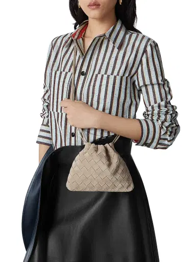 Bottega Veneta Women's Small Dustbag Intrecciato Suede Crossbody Bag - Ecru Gold | Thumbnail 2