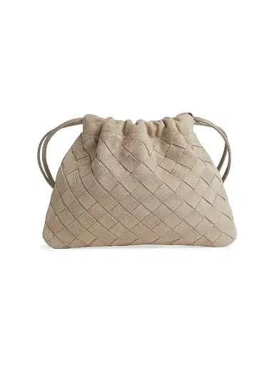 Bottega Veneta Women's Small Dustbag Intrecciato Suede Crossbody Bag - Ecru Gold | Thumbnail 1