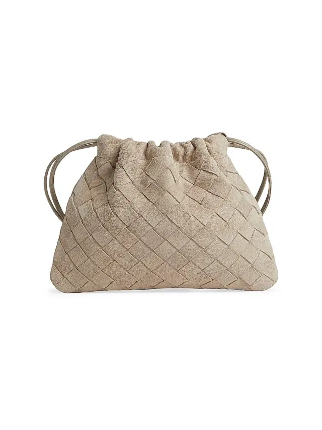 Bottega Veneta Women's  Dustbag Intrecciato Suede Crossbody Bag - Ecru Gold