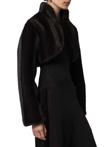 Apparis Women's Odette Faux Fur Crop Bolero - Noir Multi | Thumbnail 4 Apparis Women's Odette Faux Fur Crop Bolero - Noir Multi | Thumbnail 4