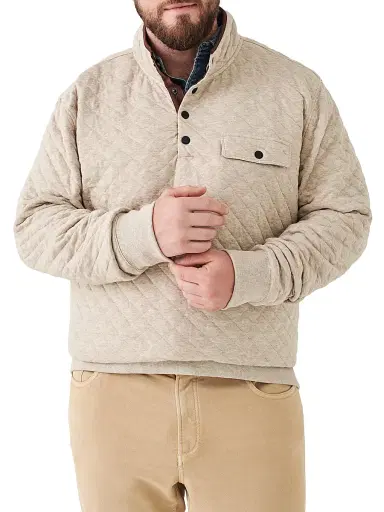 Faherty Brand Men's Epic Quilted Fleece Pullover - Oatmeal - Size XXL | Thumbnail 1 Faherty Brand Men's Epic Quilted Fleece Pullover - Oatmeal - Size XXL | Thumbnail 1