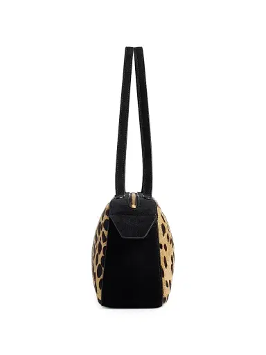 Khaite Women's Simona Leopard-Print Calf Hair Shoulder Bag - Camel Black | Thumbnail 5 Khaite Women's Simona Leopard-Print Calf Hair Shoulder Bag - Camel Black | Thumbnail 5