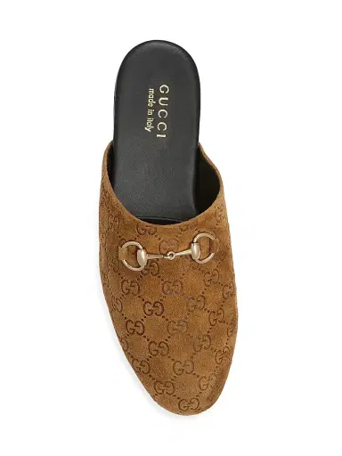Gucci Men's Lucy Logo Suede Mule Loafers - Pepper Brown - Size 13 | Thumbnail 4 Gucci Men's Lucy Logo Suede Mule Loafers - Pepper Brown - Size 13 | Thumbnail 4