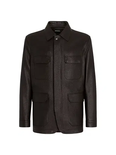 Zegna Men's Deerskin Field Jacket - Dark Brown - Size 48 | Thumbnail 1 Zegna Men's Deerskin Field Jacket - Dark Brown - Size 48 | Thumbnail 1