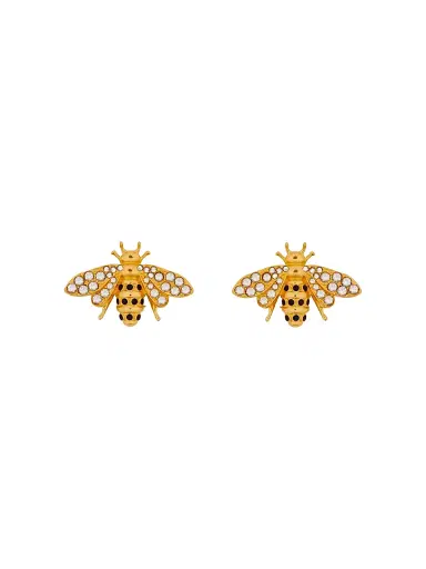Oscar de la Renta Women's 24K-Gold-Plated & Glass Crystal Bee Clip-On Stud Earrings - Golden Shadow | Thumbnail 1