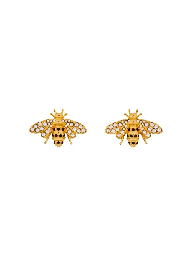 Women's 24K-Gold-Plated & Glass Crystal Bee Clip-On Stud Earrings - Golden Shadow Women's 24K-Gold-Plated & Glass Crystal Bee Clip-On Stud Earrings - Golden Shadow