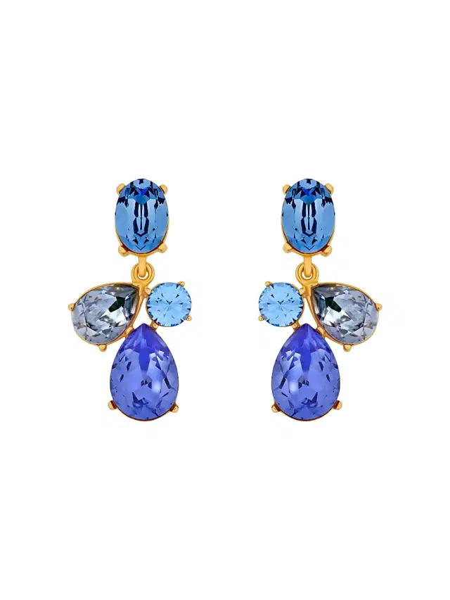 Women's Candy Drop 24K-Gold-Plated & Glass Crystal Earrings - Sapphire