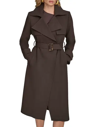 Donna Karan New York Women's Belted Notched-Collar Trench Coat - Chocolate - Size XS | Thumbnail 2 Donna Karan New York Women's Belted Notched-Collar Trench Coat - Chocolate - Size XS | Thumbnail 2