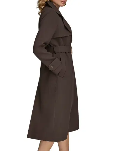 Donna Karan New York Women's Belted Notched-Collar Trench Coat - Chocolate - Size XS | Thumbnail 3 Donna Karan New York Women's Belted Notched-Collar Trench Coat - Chocolate - Size XS | Thumbnail 3
