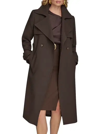 Donna Karan New York Women's Belted Notched-Collar Trench Coat - Chocolate - Size XS | Thumbnail 4 Donna Karan New York Women's Belted Notched-Collar Trench Coat - Chocolate - Size XS | Thumbnail 4