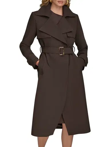 Donna Karan New York Women's Belted Notched-Collar Trench Coat - Chocolate - Size XS | Thumbnail 5 Donna Karan New York Women's Belted Notched-Collar Trench Coat - Chocolate - Size XS | Thumbnail 5