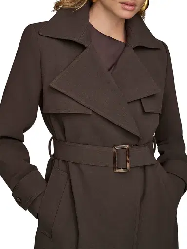 Donna Karan New York Women's Belted Notched-Collar Trench Coat - Chocolate - Size XS | Thumbnail 7 Donna Karan New York Women's Belted Notched-Collar Trench Coat - Chocolate - Size XS | Thumbnail 7
