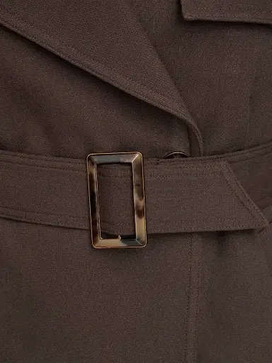 Donna Karan New York Women's Belted Notched-Collar Trench Coat - Chocolate - Size XS | Thumbnail 8 Donna Karan New York Women's Belted Notched-Collar Trench Coat - Chocolate - Size XS | Thumbnail 8