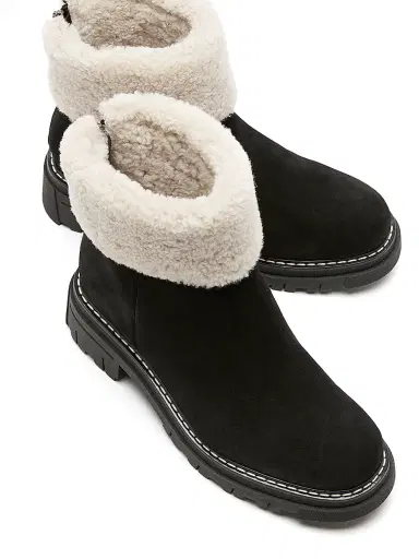 La Canadienne Women's Dwayne Suede Shearling-Cuff Boots | Thumbnail 3 La Canadienne Women's Dwayne Suede Shearling-Cuff Boots | Thumbnail 3
