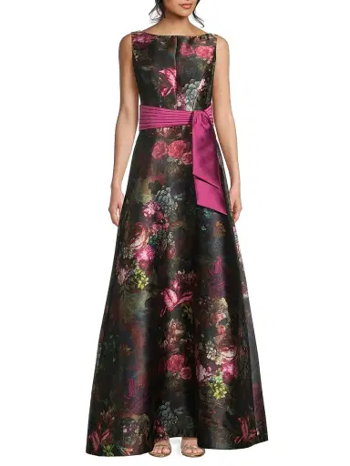 Kay Unger Women's Nicoletta Floral Print Gown - Mulberry Multi | Thumbnail 2