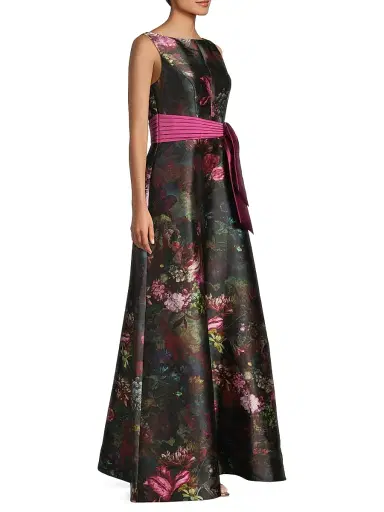 Kay Unger Women's Nicoletta Floral Print Gown - Mulberry Multi | Thumbnail 4