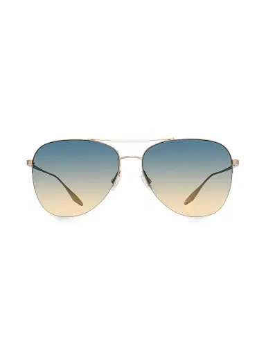 Barton Perreira Women's Chevalier 60MM Aviator Sunglasses - Blue Gold | Thumbnail 2