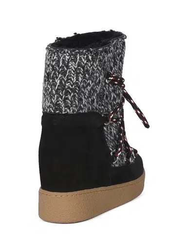 Isabel Marant Women's Nowles 40MM Shearling-Lined Wool Platform Boots - Black - Size 6 | Thumbnail 3
