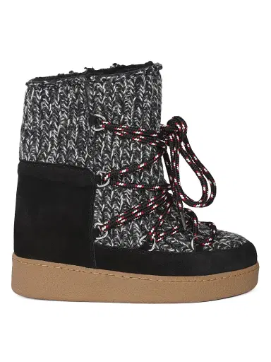 Isabel Marant Women's Nowles 40MM Shearling-Lined Wool Platform Boots - Black - Size 6 | Thumbnail 1