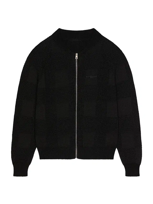 Men's Zipped Cardigan in Cotton - Black