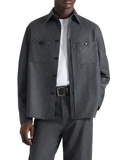 Givenchy Men's Couture Seam Overshirt in Flannel - Grey Mix - Size XS | Thumbnail 2