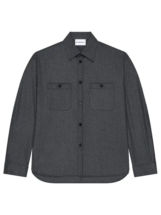 Men's Couture Seam Overshirt in Flannel - Grey Mix
