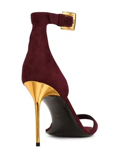 Balmain Women's Uma 95MM Stiletto Suede Sandals - Bordeaux | Thumbnail 3 Balmain Women's Uma 95MM Stiletto Suede Sandals - Bordeaux | Thumbnail 3
