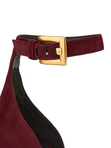 Balmain Women's Uma 95MM Stiletto Suede Sandals - Bordeaux | Thumbnail 5 Balmain Women's Uma 95MM Stiletto Suede Sandals - Bordeaux | Thumbnail 5