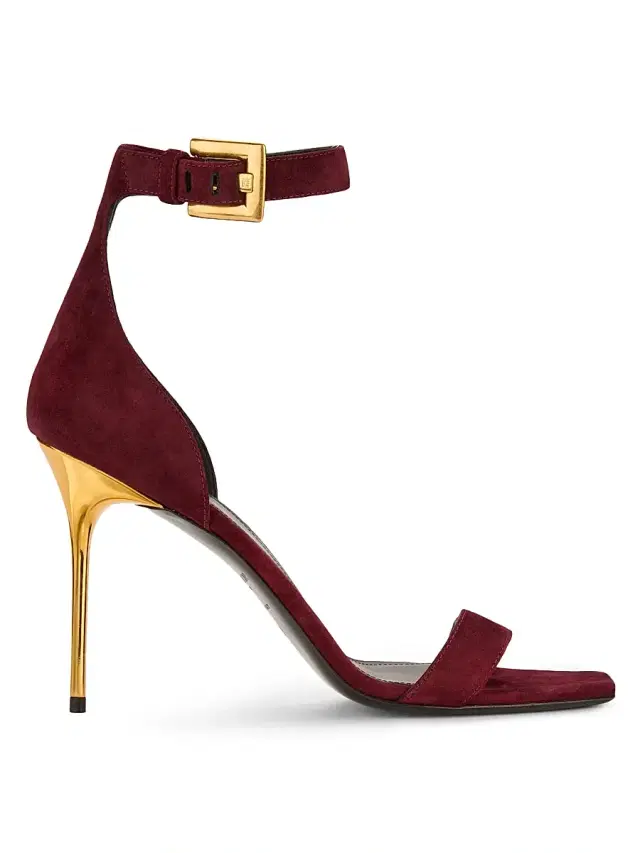 Women's Uma 95MM Stiletto Suede Sandals - Bordeaux