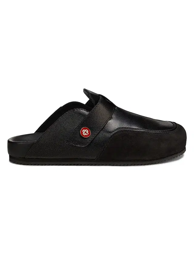 Men's Outdoor Logo-Detail Leather Mules - Black