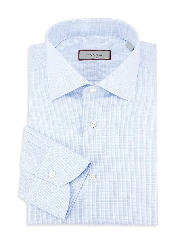 Men's Micro Check Dress Shirt - Light Blue