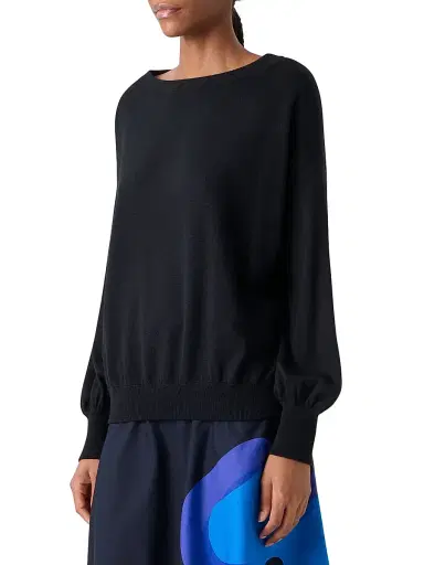Akris punto Women's Wool Off-The-Shoulder Sweater - Black - Size 14 | Thumbnail 4