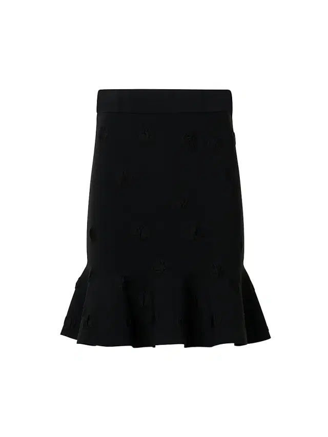 Women's Dot Knit Flared Knee-Length Skirt - Black