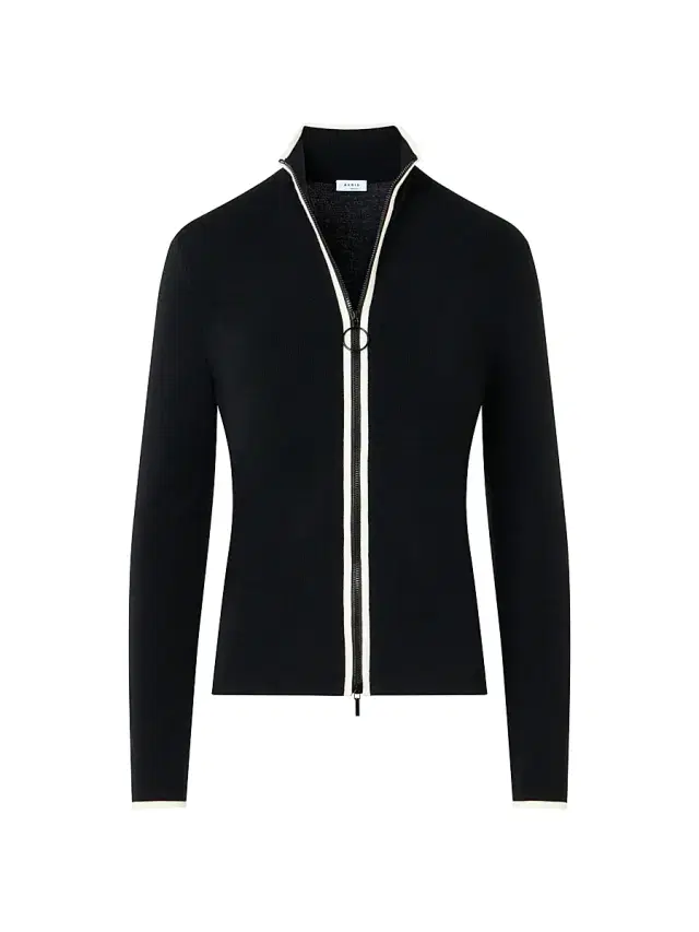 Akris punto Women's Stripe Stretch Wool Zip Cardigan - Black Cream