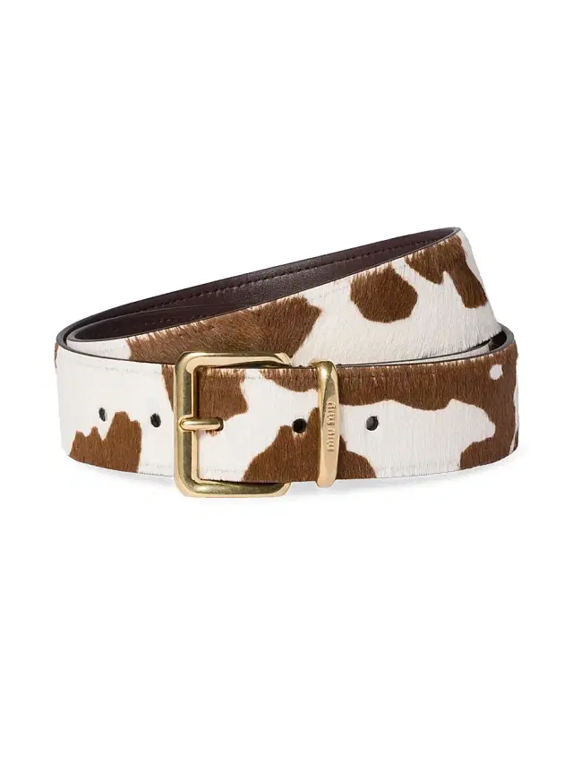 Miu Miu Women's Printed Leather Belt - White