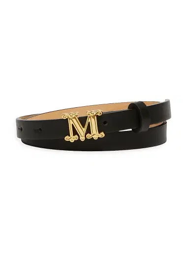 Max Mara Women's Leather Monogram Belt - Black - Size Large | Thumbnail 1 Max Mara Women's Leather Monogram Belt - Black - Size Large | Thumbnail 1